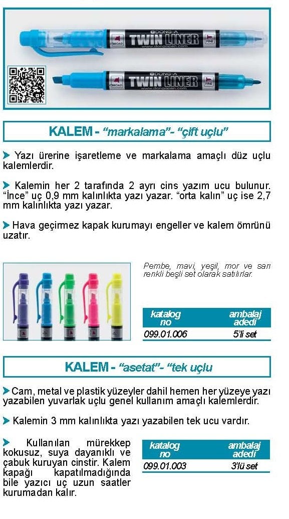 İSOLAB 099.01.006 kalem markalama için fosforlu çift uçlu